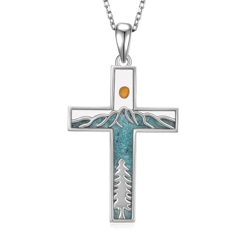 Mustard Seed Necklace 925 Sterling Silver Turquoise Cross Necklace Mustard Seed Jewelry Gifts for Women