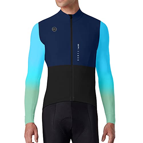 GCRFL Cycling Jersey Mens Long Sleeves Bike Jersey Biking Shirt 4 Rear Pockets Lightweight PRO Race Fit UPF 50+
