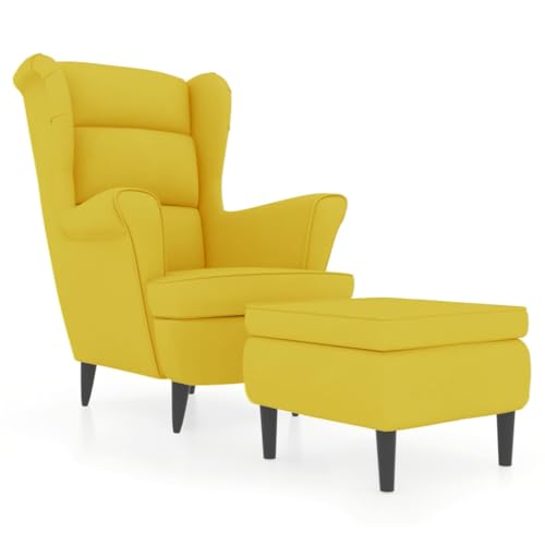 Refined Relaxsessel mit gepolstertem Sitz Armlehnen Fernsehsessel Loungesessel für Wohnzimmer Polstersessel Ruhesessel Ohrensessel mit Hocker Senfgelb Samt Refined Relaxsessel mit gepolstertem Sitz Armlehnen Fernsehsessel Loungesessel für Wohnzimmer Polstersessel Ruhesessel Ohrensessel mit Hocker Senfgelb Samt