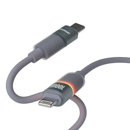 Image of Phonokart GLOW Type-C to Lightning 30W Fast Charging Silicone Cable with LED Indicator for iPhone 14, 14 Pro, 14 Pro Max, iPhone 13 Series, 12, 11, X, 8, 2 Meter