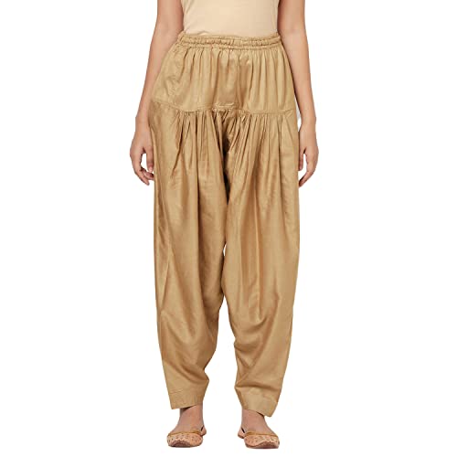Image of Fabindia Women Tussar Elasticated alwar Viscose Beige