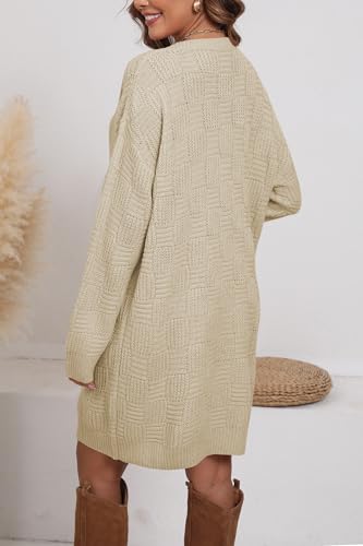 Image of Cakulo Womens Checkered Sweater Dress Oversized Fall Winter Fashion Long Pullover Sweaters Casual Loose Knit Dresses 2025