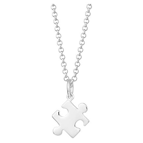 Lily Charmed - 925 Sterling Silver Jigsaw Puzzle Necklace with 18" Chain Cover