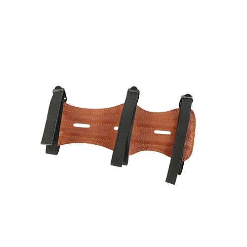 Kisangel Fashion PU Leather Arm Guard with Triple Buckle Strap Adjustable Protective Gear for Archery Hunting and Practice Lightweight and Comfortable Forearm Protector Brown
