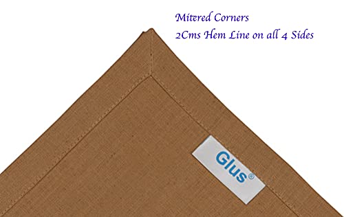 Image of Cotton Mercerised Dining Table Napkins, Set of 4, Solid Plain Colour, Heavy Weight,More Than 2 cm Mitered Hem,Washable at 40C (Mustard, 45 X 45 Cms)