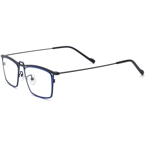 Image of FONEX Pure Titanium Glasses Frame Men Square Magnet Clip On Eyeglasses with Polarized Lens