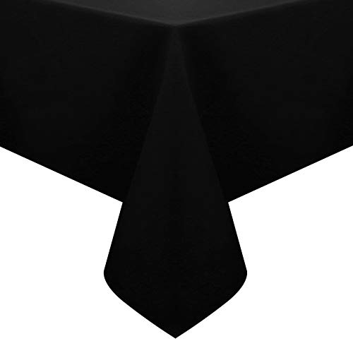 Image of Obstal 210GSM Rectangle Table Cloth, Black, 60x144 Inch | Heavy Duty Water Resistance Microfiber Tablecloth, Decorative Fabric Table Cover for Outdoor and Indoor Use