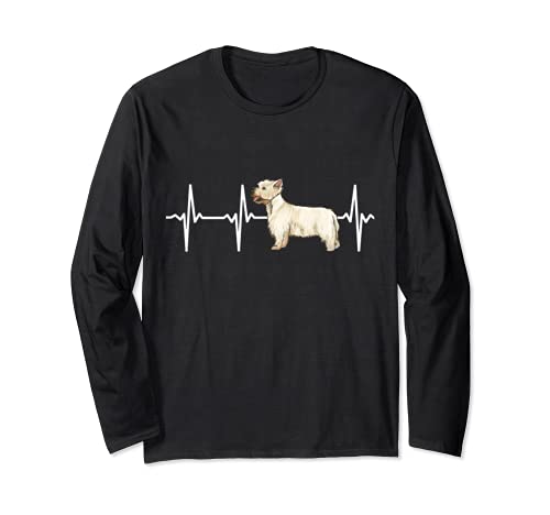 West Highland White Terrier Heartbeat Love My Dog Long Sleeve T-Shirt, Black