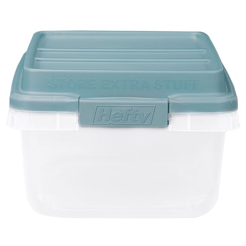 Hefty Hi-Rise Storage Bin with Lid, 18 Quart, Smoke Blue, 8 Pack - image 7