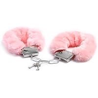 Stainless Steel Pink Fluffy Handcuffs for Ankles and Wrist with Chain Set Fuzzy Sweater Hand Cuff Set for Adults Bedroom Hand Cuffs for Women Couples QS30