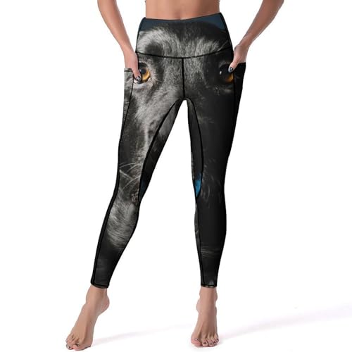 Legging de yoga taille haute anti-glissement pour fitness et gym motif Labrador