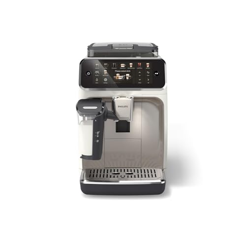 Philips 5500 Series Kaffeevollautomat – 20 Getränke, Modernes Farb-Touchdisplay, LatteGo-Milchsystem, SilentBrew-Technologie, 100% Keramikmahlwerk, QuickStart, 1,8L Wassertank, Weißchrom (EP5543/90) 3