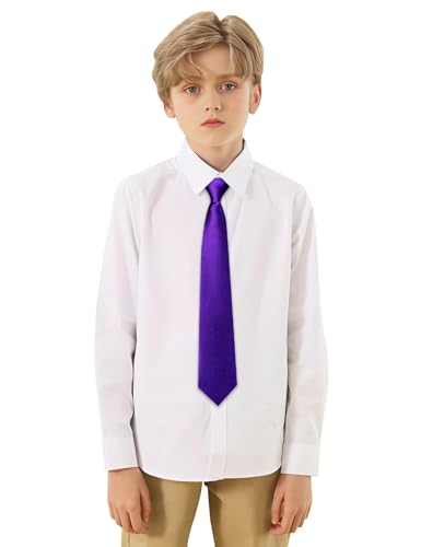 Image of Barry.Wang Boys Ties Pre-Tied Satin Solid Color Kids Tie Pocket Square Set Adjustable Formal Necktie Graduation School