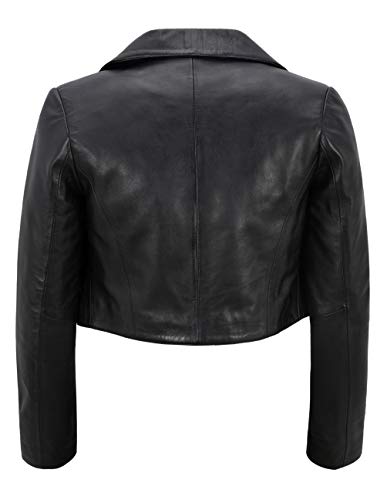 Women Cropped Jacket Open Shrug Bolero Evening Blouse Coat Lambskin Leather 56503