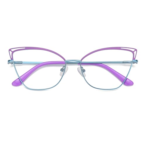 Image of Blue Light Glasses Cateye Women Fake Eyeglasses Anti Eye Strain Computer Glasses Clear Lens