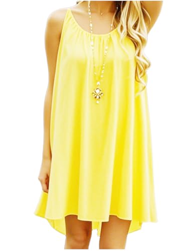Image of Women's Chiffon Summer Casual Sundress Spaghetti Strap Tank Beach Dresses Bathing Suit Coverup