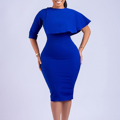 Useagrey Women's Wear to Work Pencil Dress Business Professional Midi Dress Short Sleeve Bodycon Party Dress2