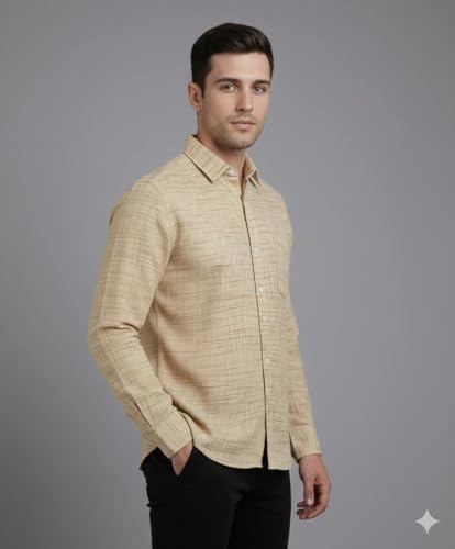 Image of Men's Pure Cotton Khadie Shirt Regular Fit Casual Formal Wear