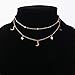 BaubleStar Fashion Layering Star Moon Charm Pendant Tassel Necklace 14K Rosegold Plated Chain Choker Collar Layered Statement Jewelry for Women