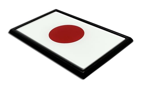 Image of Elektroplate Premium Japan Flag All Metal Black Frame Chrome Emblem for Cars, Trucks, and All Auto | Universal Fit at 2.5 inch x 3.8 inch | Weatherproof