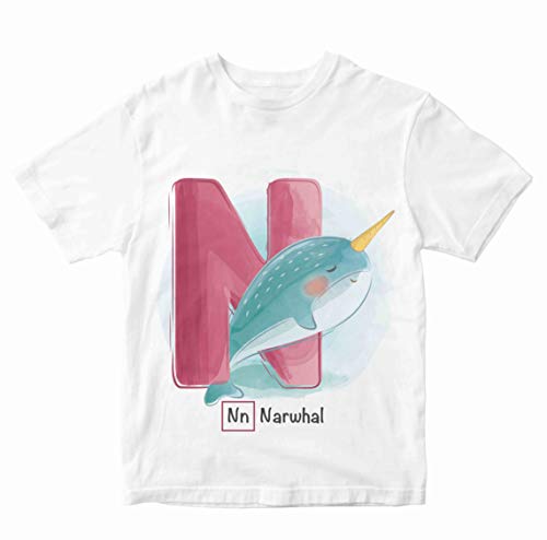 Image of Boys' Regular Fit T-Shirt N for Narwhal 100% Cotton Boy's Girl's Unisex Fit T-Shirt