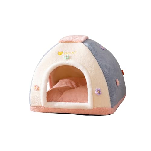Galatée Cuccia Per Gatti, Cuccia Calda e Carina Per Gatti, Tenda Morbida Con Cuscino Rimovibile, Comodo Letto Per Cani, Letto Comodo Per Cucciolo, Gattino e Coniglio(XL, Rosa)