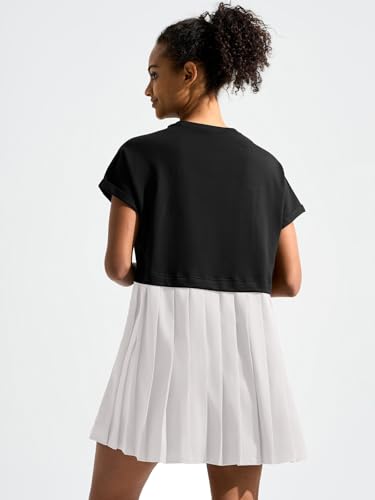 Image of Dokuritu Sweatshirt Dress Women Crew Neck Long Sleeve Patchwork Pullover Tops Flowy Oversized Sweatshirt Mini Dress