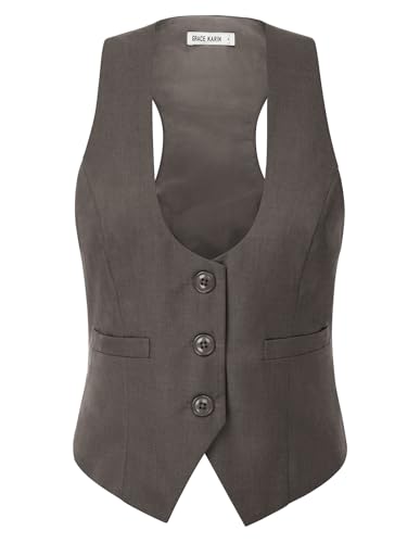 Image of GRACE KARIN Women's Suit Vest Top, Dressy Casual Sleeveless Button Waistcoat, Fromal Steampunk Blazer for Work Office