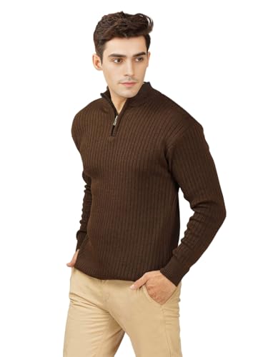 Image of LOQUE Men's Wool Blend Selection Sweater Half Zip High Neck Pullover Warm Casual Winter Wear for Office and Travel