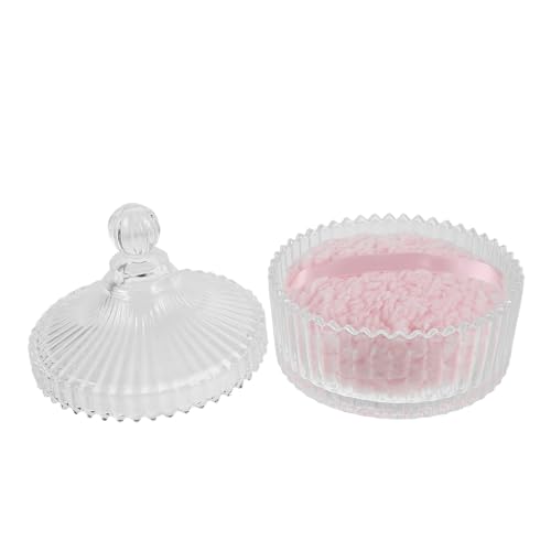Houppette poudre corporelle XL avec applicateur réutilisable peluche courte et pot verre