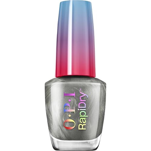 OPI RapiDry - Esmalte de uñas secado rápido - Sin Imperfecciones ni Marcas - Esmalte Vegano - A Silver of a Sec - Tono Plateado Metalizado (9ml)