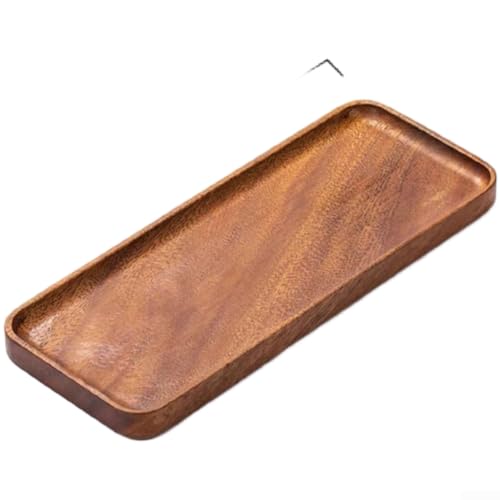 Image of Natural Walnut Serving Platter Rectangular Food Tray for Charcuterie Cheese Fruit Minimalist Design 30x14cm(B)