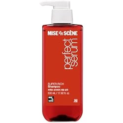 Mise En Scene Perfect Serum Super Rich Shampoo | Korean Shampoo for Severely Damaged Hair | Anti-Frizz, Hydrating, Nourishing | Korean Hair Care with Moroccan Oil, Jojoba Seed | 17.92 Fl Oz