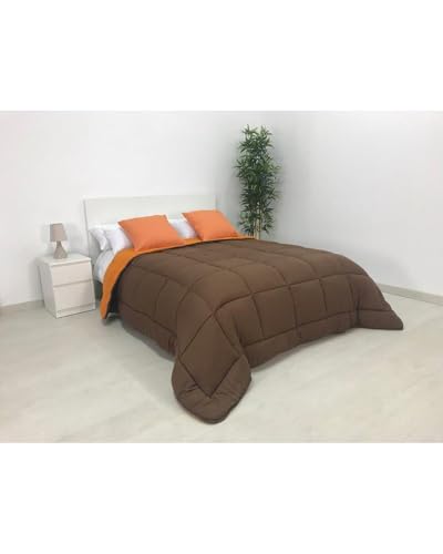 Edredón Nórdico Relleno Fibra Bicolor - Chocolate/Naranja, 135cm