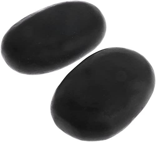 Mnixy 11x7cm Large Massage Stone Black Basalt Stone for SPA Hot & Cold Stones 2PCS