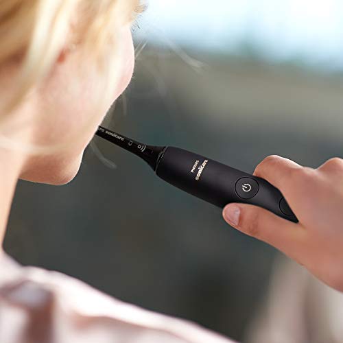 Philips Sonicare DiamondClean 9000 elektrische Zahnbürste, Schallzahnbürste mit App, Andruckkontrolle, 4 Putzmodi, 3 Intensitätsstufen, Ladeglas, Schwarz und Roségold, Zweierpack, Modell HX9914/57 – Bild 7