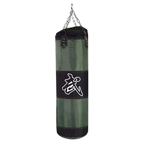 Sorandy Empty Training Boxing Sandbag, Oxford Cloth Material, Shock Absorbing Punching Bag, Kickboxing Sand Bag with Metal Chain, for Hand and Foot Development (Green), 1.2m/3.9ft