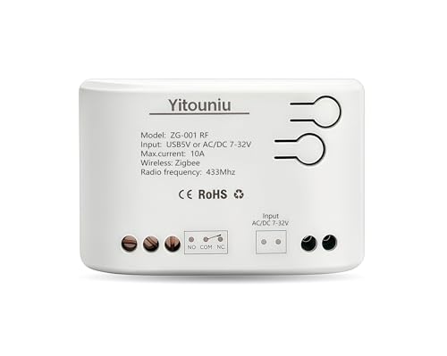 Yitouniu Zigbee - Módulo de interruptor inteligente de relé de 1 canal CC 7-32 V USB 5 V, control remoto inalámbrico con interruptor de encendido/autobloqueo, funciona con Tuya Zigbee Gateway, Alexa,