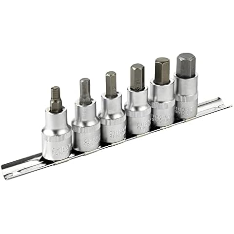 DAKCOS Hex Bit Socket Set 1/2" Drive 6 Pieces Metric 6mm - 14mm Allen Socket Kit Premium S2 Alloy Steel Cover