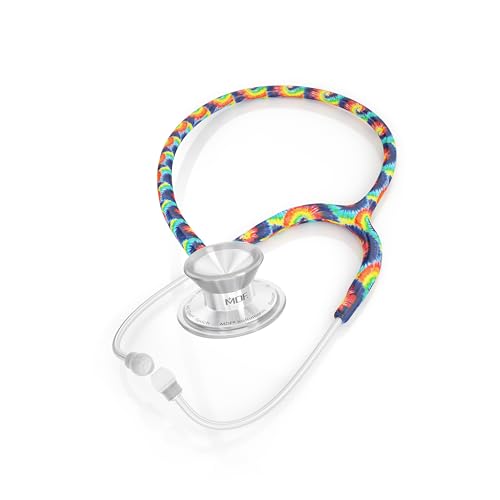 Image of MDF Instruments Tie Dye Silver MD One Epoch Lightweight Titanium Stethoscope, Adult, Tie Dye Tube, Silver Chestpieces-Headset, MDF777TTD