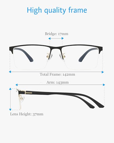 Image of ANRRI Blue Light Glasses Men Semi Rimless Glasses Fake Glasses Lightweight Metal Frame Computer Gaming UV Blocking Eyewear