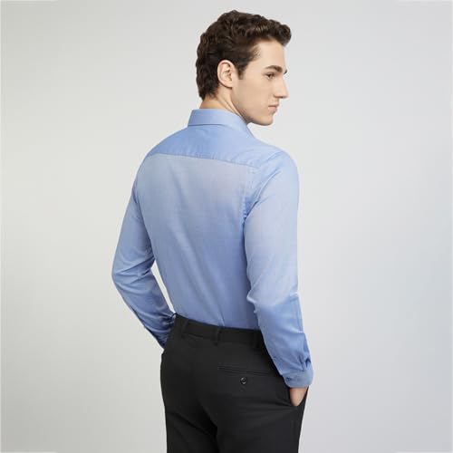 Image of Raymond Men Pure Cotton Slim Fit Structure Pattern Semi Cut Away Collar Formal Shirt