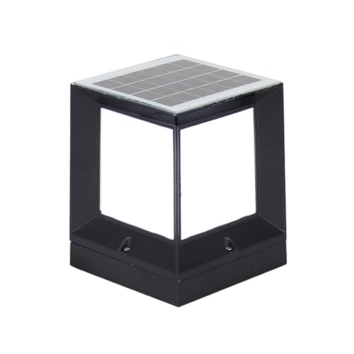 Lámpara de pilar solar exterior con farol impermeable y pedestal para jardín y camino