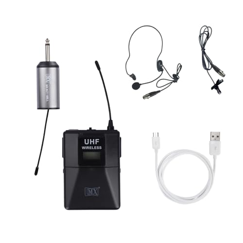 Image of MX UHF Wireless Microphone System - Cordless Mic Set with Headset, Bodypack Transmitter & Receiver - Ideal for Karaoke, Conferences, Stage Performances, Weddings, DJ, Parties, and Speeches