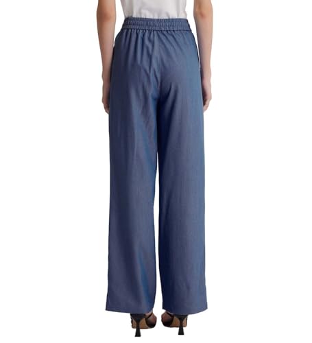 Womens Wide Leg High Rise Jeans Elastic Waist with Drawstring2