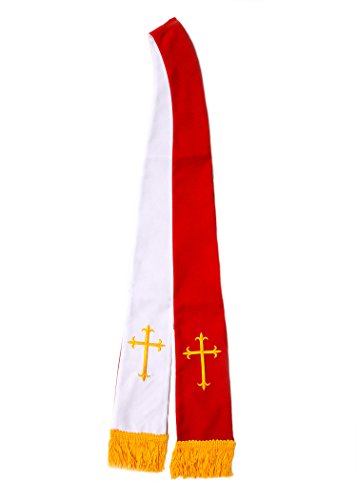 SHORT CLERGY REVERSIBLE VISITATION STOLE (RED/WHITE)