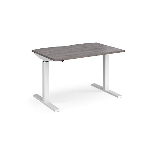 Mr Office Elev8 Mono straight sit-stand desk 800mm deep - white frame, Grey oak, 1200