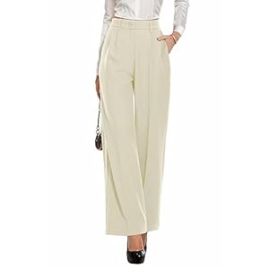 PrinStory Damesjurk, broek met wijde pijpen voor vrouwen, hoge taille, zakelijke werkbroek