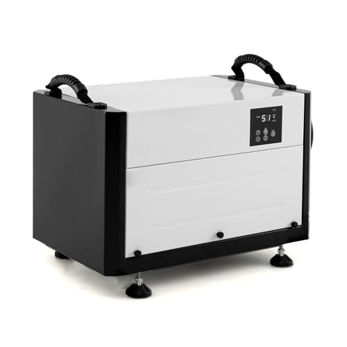 SOARS Deshumidificador de aire, Deshumidificador eléctrico profesional, 3 modos, manguera de escape, filtro extraíble para bodega, almacén, sótano (58 x 38 x 36 cm, blanco)