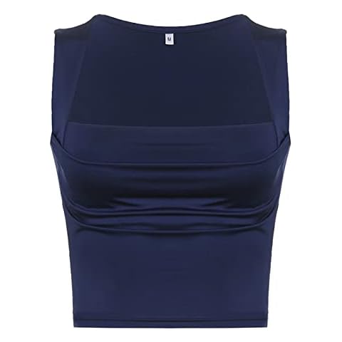 Women Y2K Style Square Neck Camisole Summer Sleeveless Casual Streetwear Workout Slim Fit 90s Retro Crop Top Cover